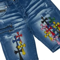 MENS SHORT SETS FANTOME T-SHIRT/DENIM SHORT SET-WHITE 6 MENS SHORT SETS FANTOME T-SHIRT/DENIM SHORT SET-WHITE