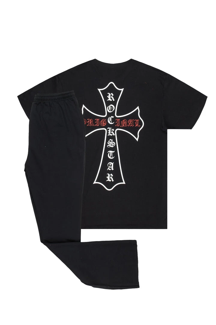 MENS TRACK SETS DIOSE T-SHIRT/FLARE PANT SET-BLACK 8 MENS TRACK SETS DIOSE T-SHIRT/FLARE PANT SET-BLACK