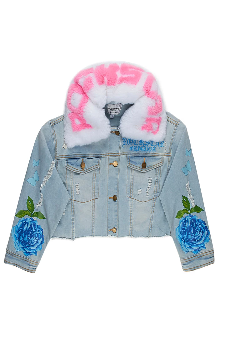 WOMENS JACKETS FLORA DENIM JACKET-LIGHT WASH 1 WOMENS JACKETS FLORA DENIM JACKET-LIGHT WASH