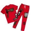 MENS TRACK SETS GARLAND T-SHIRT TRACKSET-RED
