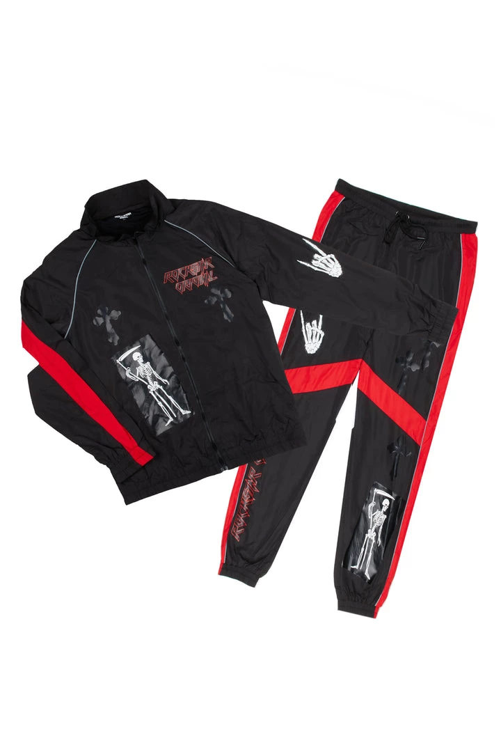MENS TRACK SETS GRIM GRAPHIC TRACK SET-BLACK 1 MENS TRACK SETS GRIM GRAPHIC TRACK SET-BLACK