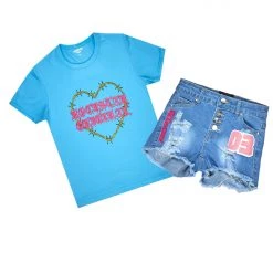 GIRLS DENIM SET Girls Yrenne Blue Denim Short Set