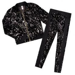 WOMENS TRACK SETS GLIMMER TRACKSET-BLACK