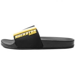 MENS ACCESSORIES GODFREY SLIDES- BLK/YELLOW
