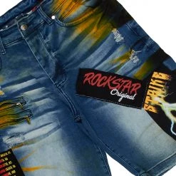 MENS SHORT SETS HAZE T-SHIRT/DENIM SHORT SET-BLACK