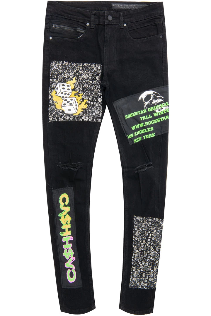 MENS JEANS HASE PATCHWORK JEAN-BLACK Denim 1 MENS JEANS HASE PATCHWORK JEAN-BLACK Denim