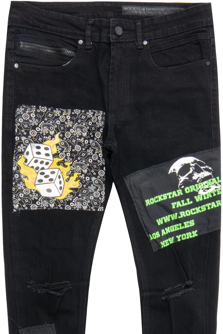 MENS JEANS HASE PATCHWORK JEAN-BLACK Denim 2 MENS JEANS HASE PATCHWORK JEAN-BLACK Denim