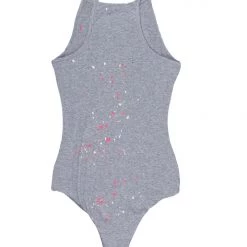 WOMENS TOPS IMANI RIBBED BODYSUIT-HEATHER GREY