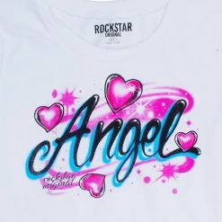 WOMENS TEES Best Seller ANGEL AIRBRUSH TEE-WHITE 18 WOMENS TEES Best Seller ANGEL AIRBRUSH TEE-WHITE