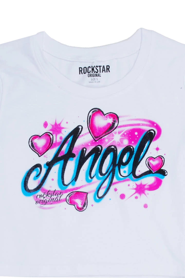WOMENS TEES Best Seller ANGEL AIRBRUSH TEE-WHITE 9 WOMENS TEES Best Seller ANGEL AIRBRUSH TEE-WHITE