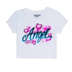 WOMENS TEES Best Seller ANGEL AIRBRUSH TEE-WHITE 17 WOMENS TEES Best Seller ANGEL AIRBRUSH TEE-WHITE