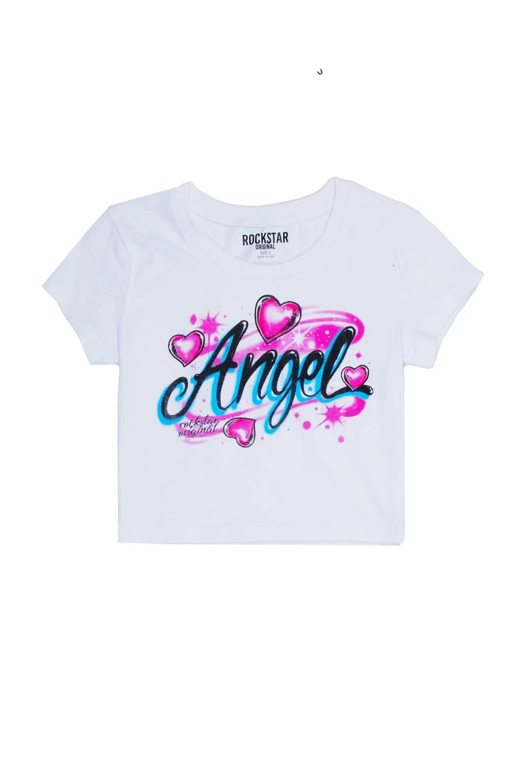 WOMENS TEES Best Seller ANGEL AIRBRUSH TEE-WHITE 8 WOMENS TEES Best Seller ANGEL AIRBRUSH TEE-WHITE