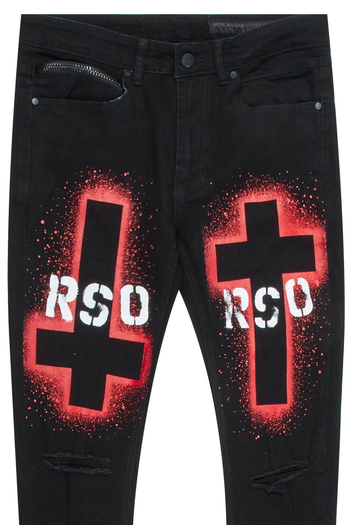 MENS JEANS ITRI PRINTED STACKED FLARE JEAN-BLACK Denim 7 MENS JEANS ITRI PRINTED STACKED FLARE JEAN-BLACK Denim