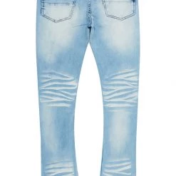 MENS JEANS ITRI PRINTED STACKED FLARE JEAN-BLUE Denim