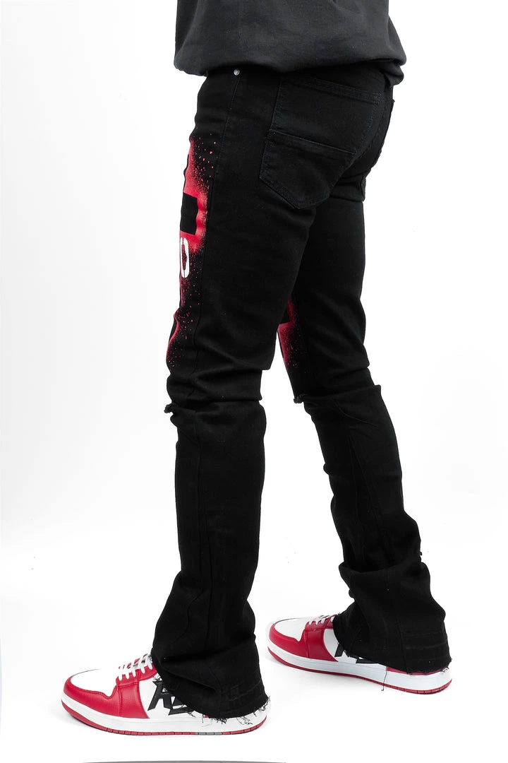 MENS JEANS ITRI PRINTED STACKED FLARE JEAN-BLACK Denim 5 MENS JEANS ITRI PRINTED STACKED FLARE JEAN-BLACK Denim