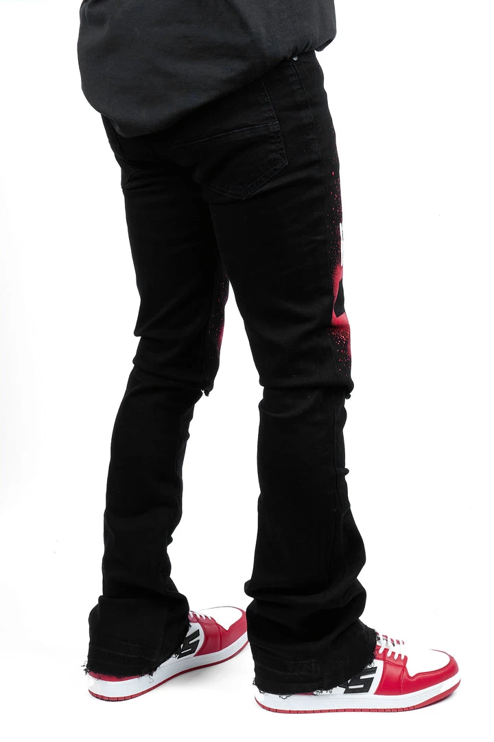 MENS JEANS ITRI PRINTED STACKED FLARE JEAN-BLACK Denim 4 MENS JEANS ITRI PRINTED STACKED FLARE JEAN-BLACK Denim