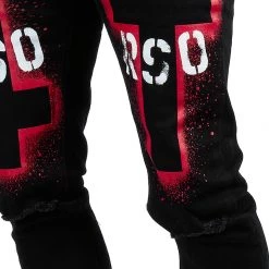 MENS JEANS ITRI PRINTED STACKED FLARE JEAN-BLACK Denim