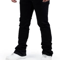 MENS JEANS Denim JAYMES STACKED FLARE JEAN-BLACK