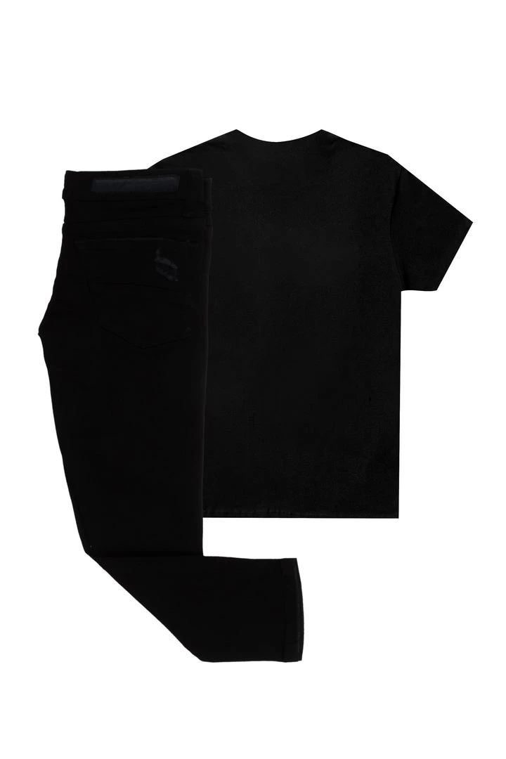 BOYS DENIM SETS New Arrivals BOYS STARK T-SHIRT/JEAN SET-BLACK 4 BOYS DENIM SETS New Arrivals BOYS STARK T-SHIRT/JEAN SET-BLACK