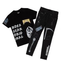 BOYS DENIM SETS BOYS NELIS T-SHIRT/JEAN SET-BLACK