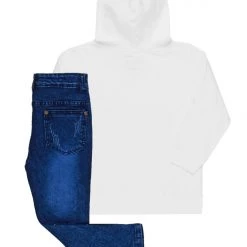 BOYS DENIM SETS BOYS MILLER HOODIE/JEAN SET-WHITE 7 BOYS DENIM SETS BOYS MILLER HOODIE/JEAN SET-WHITE