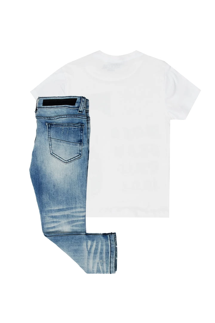 BOYS DENIM SETS BOYS NELIS T-SHIRT/JEAN SET-WHITE New Arrivals 4 BOYS DENIM SETS BOYS NELIS T-SHIRT/JEAN SET-WHITE New Arrivals