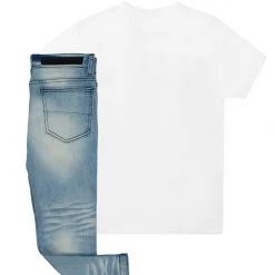BOYS DENIM SETS BOYS ARON T-SHIRT/JEAN SET-WHITE