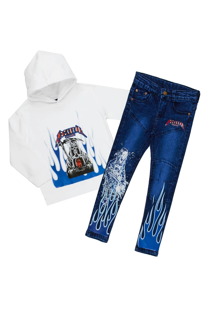 BOYS DENIM SETS BOYS MILLER HOODIE/JEAN SET-WHITE 1 BOYS DENIM SETS BOYS MILLER HOODIE/JEAN SET-WHITE