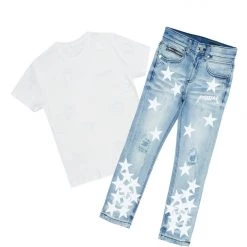 BOYS DENIM SETS BOYS DOMINIC T-SHIRT/JEAN SET-WHITE New Arrivals