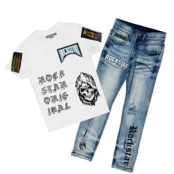 BOYS DENIM SETS BOYS NELIS T-SHIRT/JEAN SET-WHITE New Arrivals