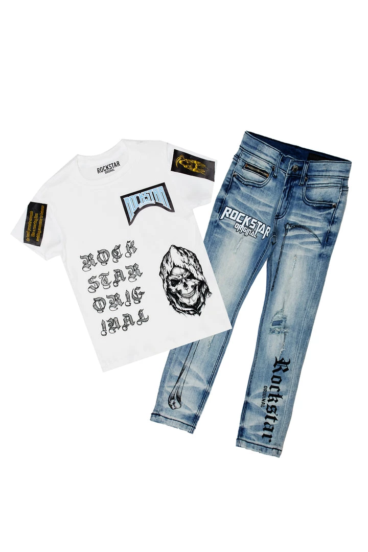 BOYS DENIM SETS BOYS NELIS T-SHIRT/JEAN SET-WHITE New Arrivals 1 BOYS DENIM SETS BOYS NELIS T-SHIRT/JEAN SET-WHITE New Arrivals