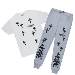 MENS TRACK SETS JERRY GRAPHIC T-SHIRT TRACKSET-WHITE/GREY