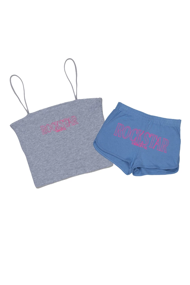 WOMENS SHORT SETS JESSICA SHORT SET-BLUE/GREY 7 WOMENS SHORT SETS JESSICA SHORT SET-BLUE/GREY