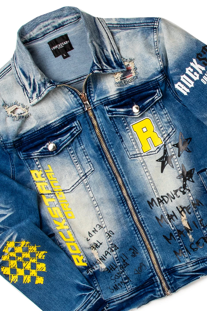 MENS TRACK SETS JIN DENIM JACKET/TRACKPANT SET-BEIGE 2 MENS TRACK SETS JIN DENIM JACKET/TRACKPANT SET-BEIGE