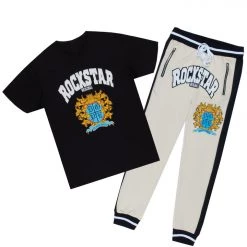 MENS TRACK SETS AUDACIO T-SHIRT/JOGGER SET-BLACK