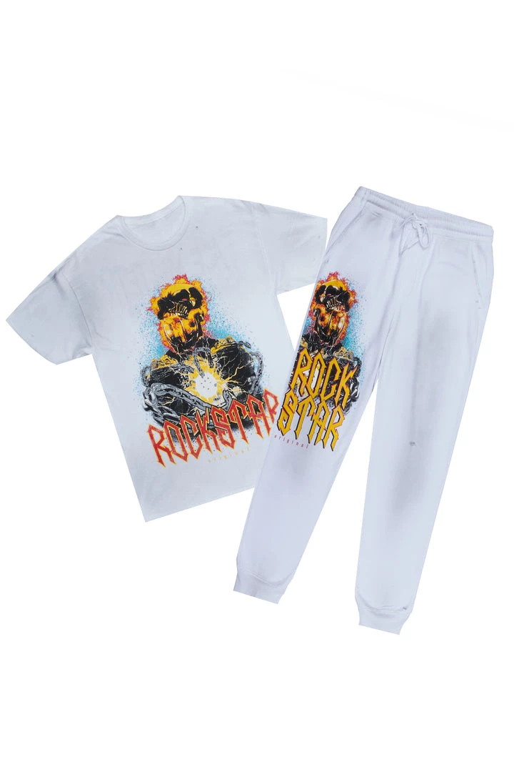 MENS TRACK SETS FREDDI T-SHIRT/JOGGER SET-WHITE 2 MENS TRACK SETS FREDDI T-SHIRT/JOGGER SET-WHITE