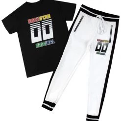 MENS TRACK SETS JEROME T-SHIRT TRACK SET- BLK/WHT