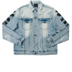 MENS DENIM JACKETS JONES EMBROIDERED JACKET- BLUE