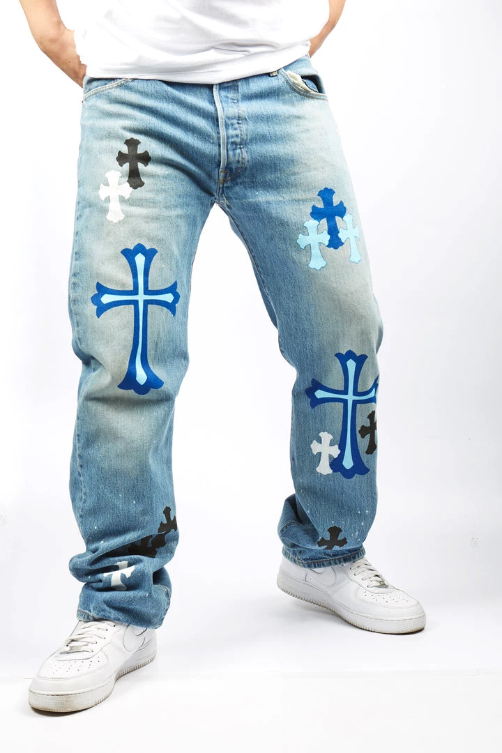 MENS JEANS Denim KLIFF PRINTED VINTAGE JEAN-LIGHT WASH 1 MENS JEANS Denim KLIFF PRINTED VINTAGE JEAN-LIGHT WASH