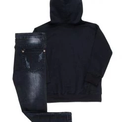 BOYS DENIM SETS KIDS KENNEDY HOODIE/JEAN SET-BLACK/BLUE
