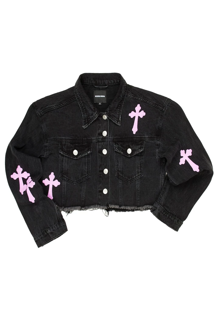 WOMENS JACKETS KINLEY DENIM JACKET-BLACK 1 WOMENS JACKETS KINLEY DENIM JACKET-BLACK