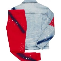 MENS TRACK SETS KRON DENIM JACKET/TRACKPANT SET-RED 7 MENS TRACK SETS KRON DENIM JACKET/TRACKPANT SET-RED
