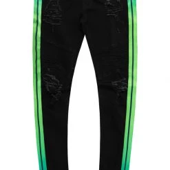 MENS JEANS KARAI TAPED JEAN-BLACK/GREEN