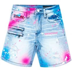 BOYS SHORTS KIDS SABLE PRINTED SHORT-BLUE