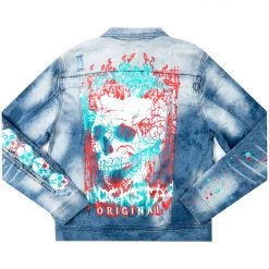 MENS DENIM JACKETS KILLIAN PRINTED DENIM JACKET-BLUE