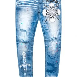 MENS JEANS Denim KILLIAN PRINTED JEAN-BLUE