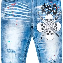 MENS JEANS Denim KILLIAN PRINTED JEAN-BLUE