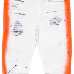 MENS JEANS Denim KINO PAINTER JEAN-WHITE/ORANGE