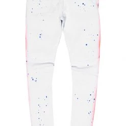 MENS JEANS Denim KINO PAINTER JEAN-WHITE/ORANGE