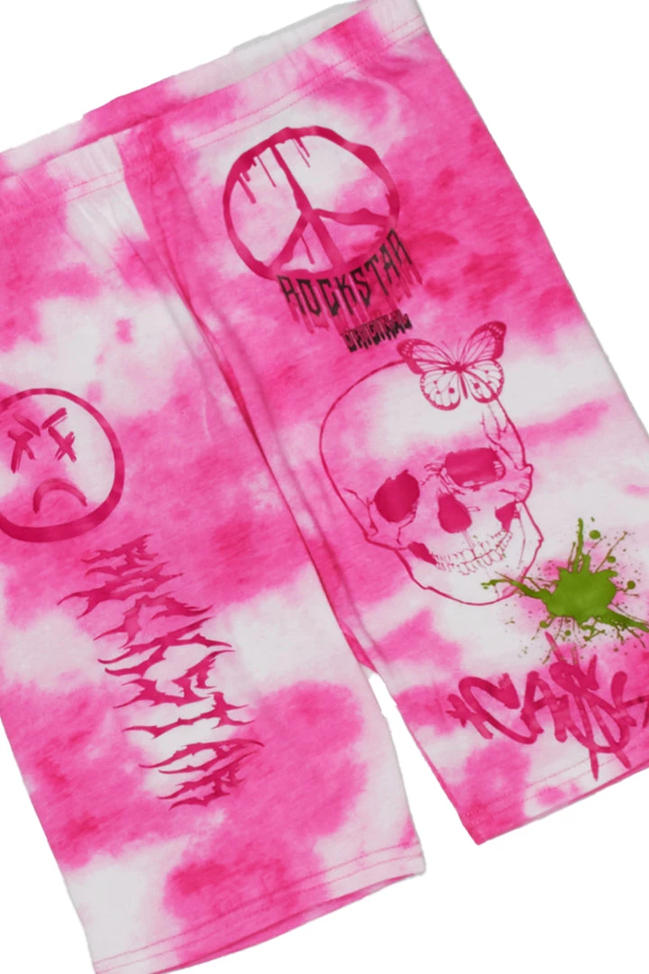 WOMENS ACTIVE SHORT SETS LAILA TIE DYE BIKE SHORT SET-PINK 5 WOMENS ACTIVE SHORT SETS LAILA TIE DYE BIKE SHORT SET-PINK